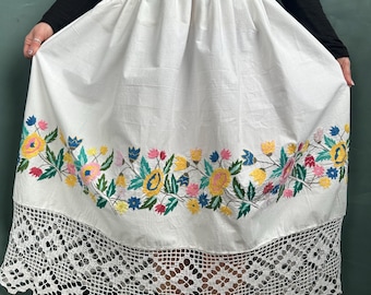 Vintage Romanian Embroidered Skirt | Antique Folk Skirt with Handcrafted Jewelry-Style Embroidery – Bohemian Festival Wear | Gift for her