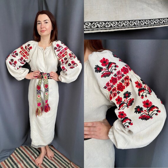 Embroidered dress Vintage clothes Ukrainian dress