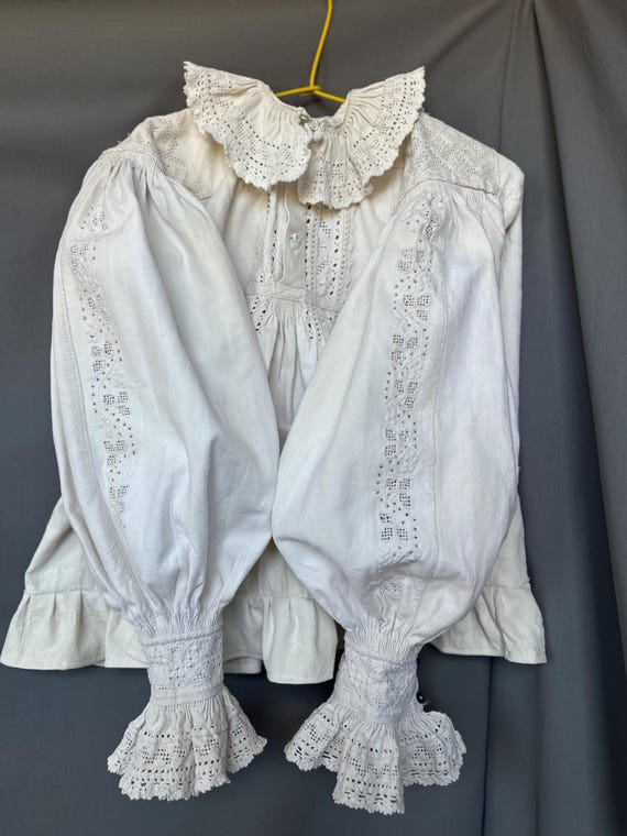 1920s Romanian Folk Blouse • Antique Hand Embroidered Linen Shirt 