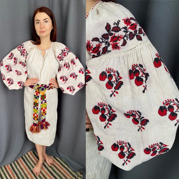 Berry dress Linen dresses Embroidered dresses Vint