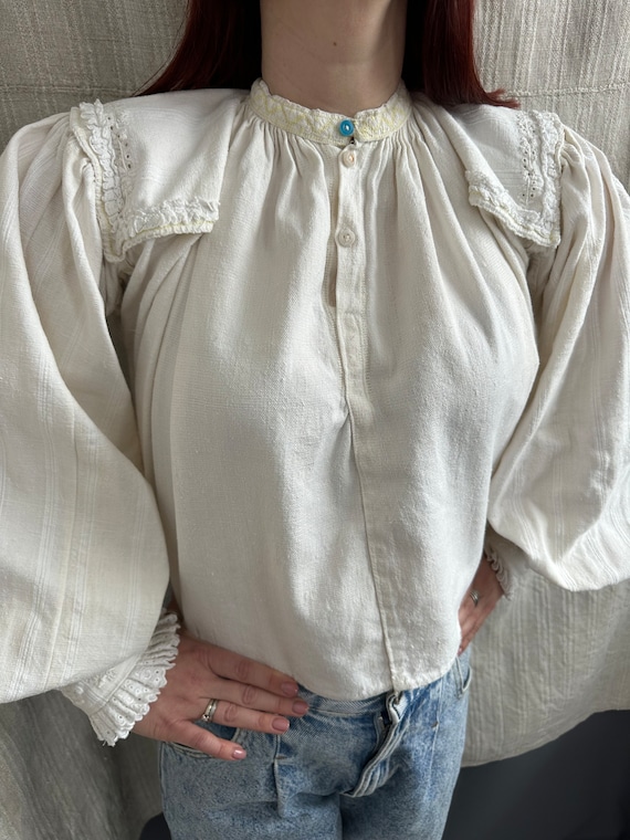Romanian blouse Romanian costume Bio linen Puffy … - image 5