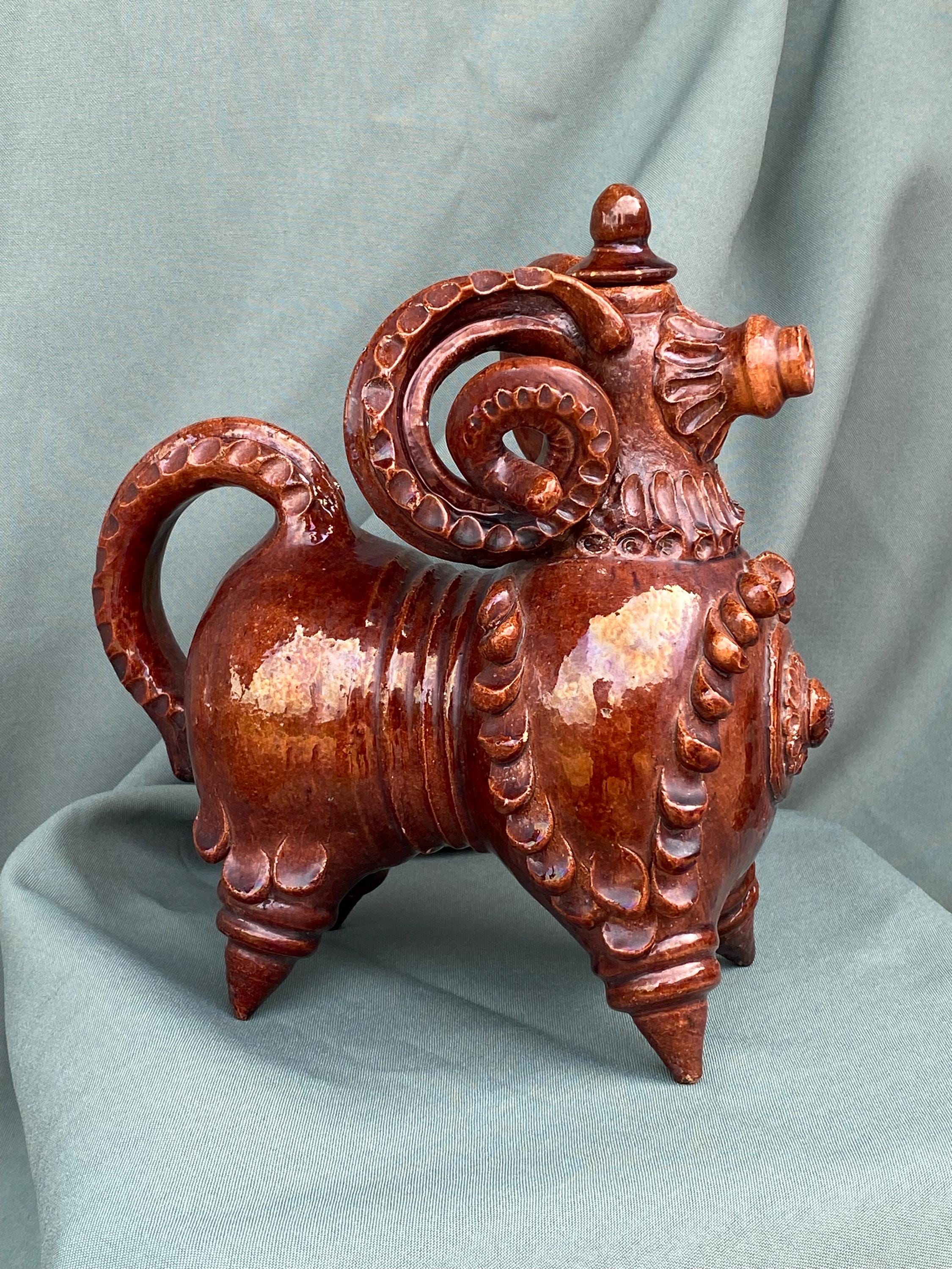 オピシュニア陶器の置物（蓋付き） • ウクライナの粘土彫刻 • 1960年代