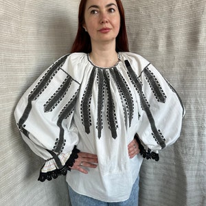 Antique Romanian Blouse | Vintage Hand-Embroidered  Shirt | Ethnic Peasant Top | Transylvanian Folk Costume | Gift