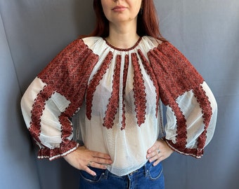 Rumänische Bluse Bestickte Bluse Vintage Kleid Schwere bestickte Bluse Vintage Bluse Boho Bluse Antique top