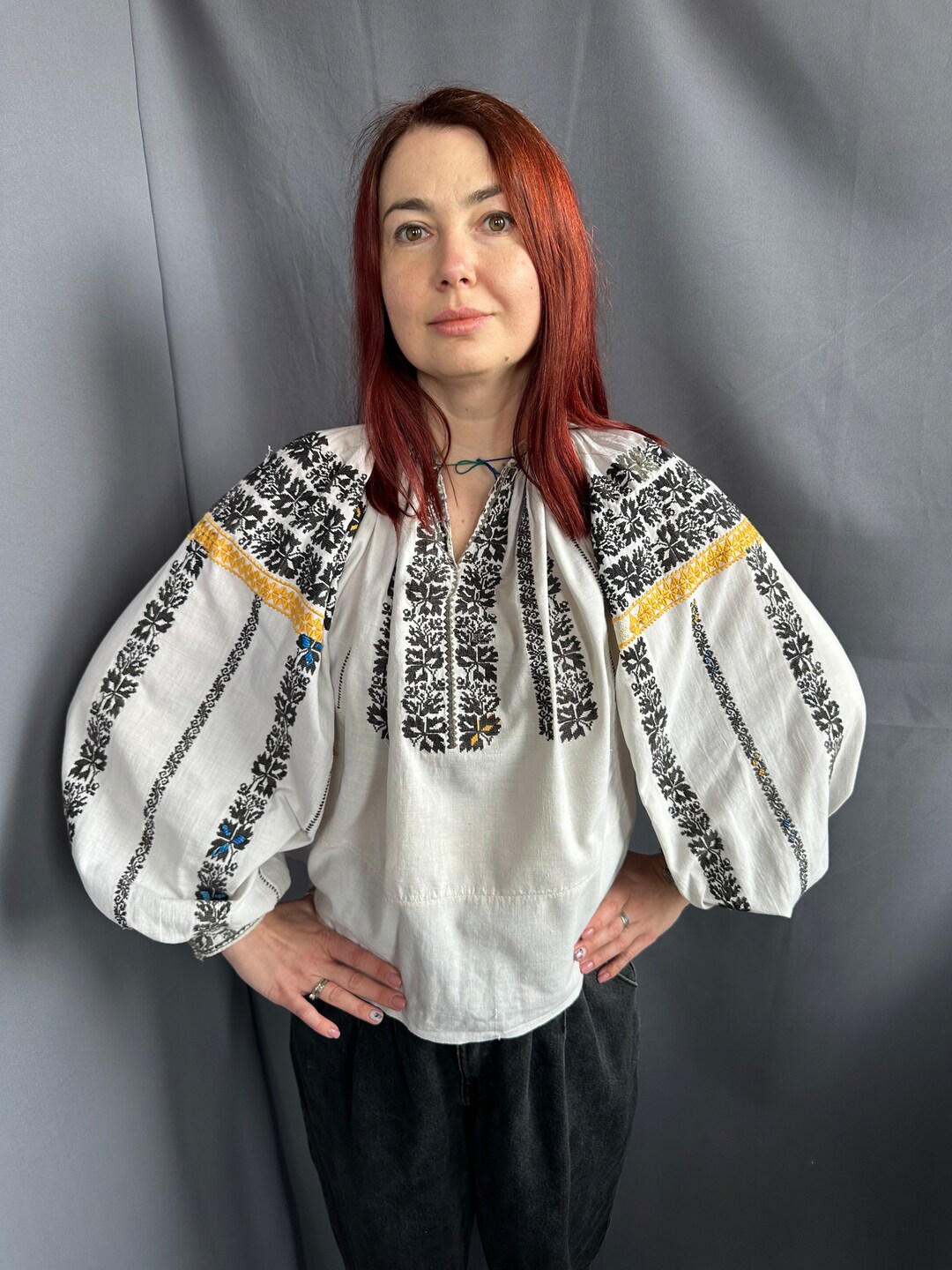 トップス antique Rumania blouse Romanian Blouse Embroidered Top Vintage Outfit Vintage Romanian