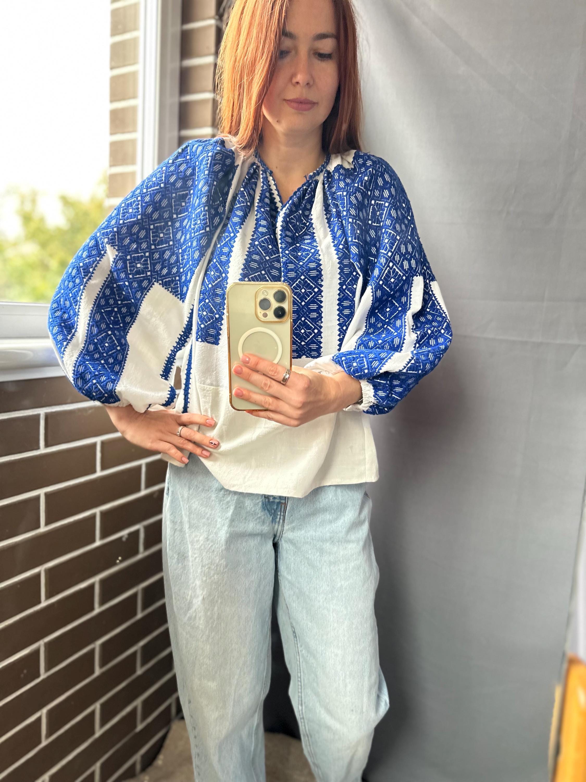 トップス antique Rumania blouse Antique Romanian Blouse | Handwoven Indigo Linen | 1940s Folk