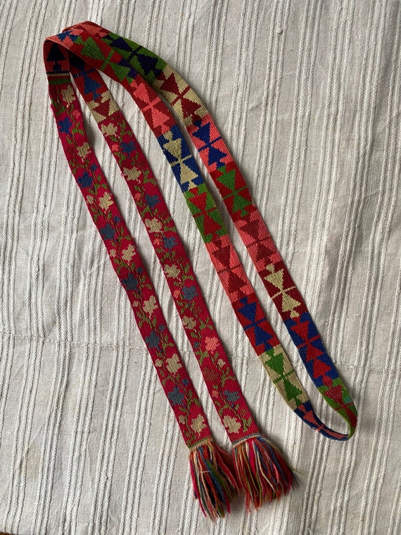Ukrainian vintage belt Red belt Completely Handma… - image 2