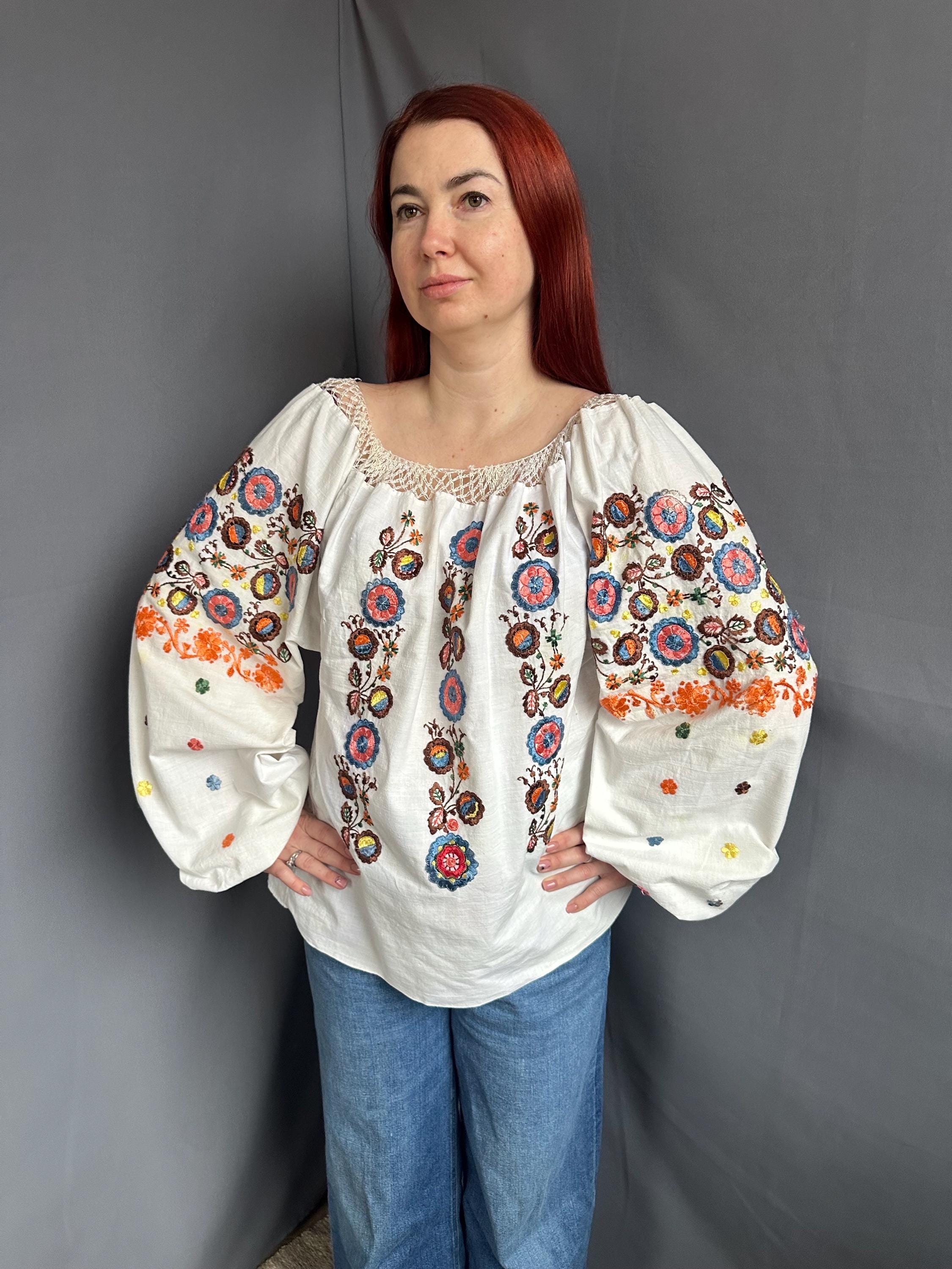 トップス antique Rumania blouse Big Size Romanian Blouse Embroidered Blouse Antique Blouse