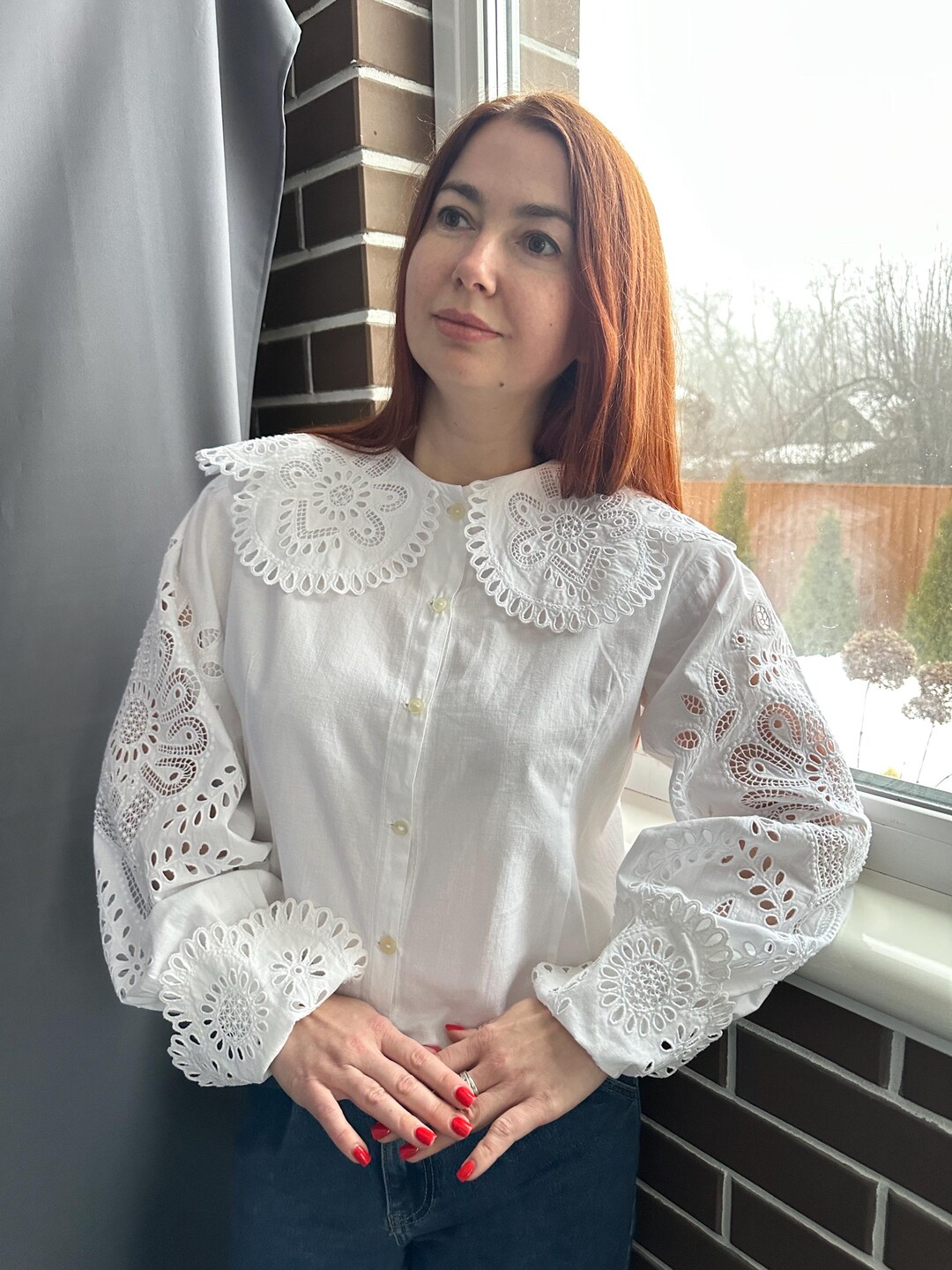 Polish Antique Folk Blouse 1930s | Handmade White Cotton
