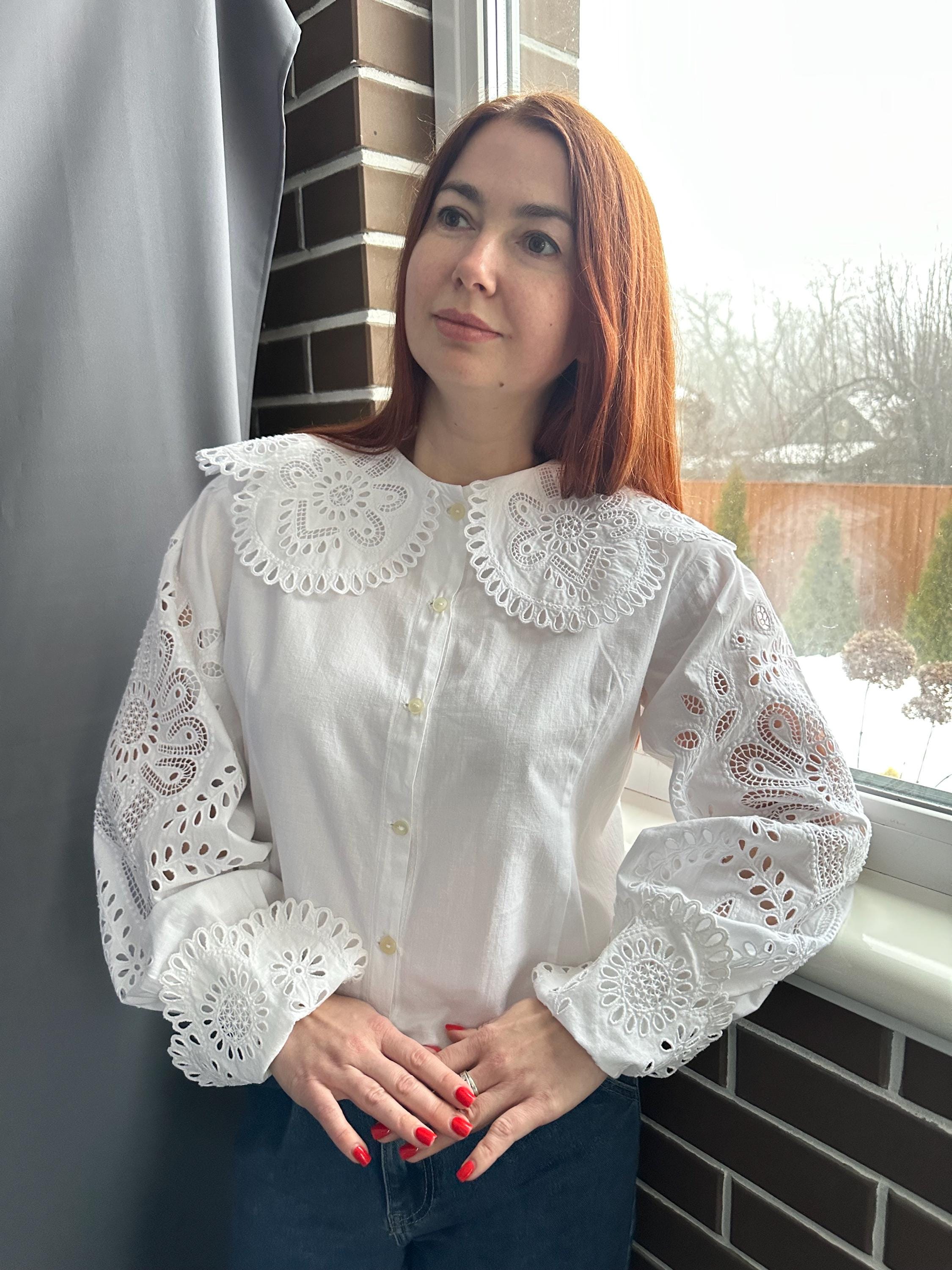 Polish Antique Folk Blouse 1930s | Handmade White Cotton