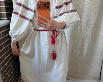 Lace Embroidered Ukrainian Vintage Dress Beginning of 20 century S M size