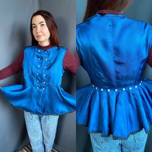 Vest Vintage vest Antique vest Vintage jacket Antique jacket Ukraine Vest Vintage outfit Ukrainian style Hippie clothes Blue vest