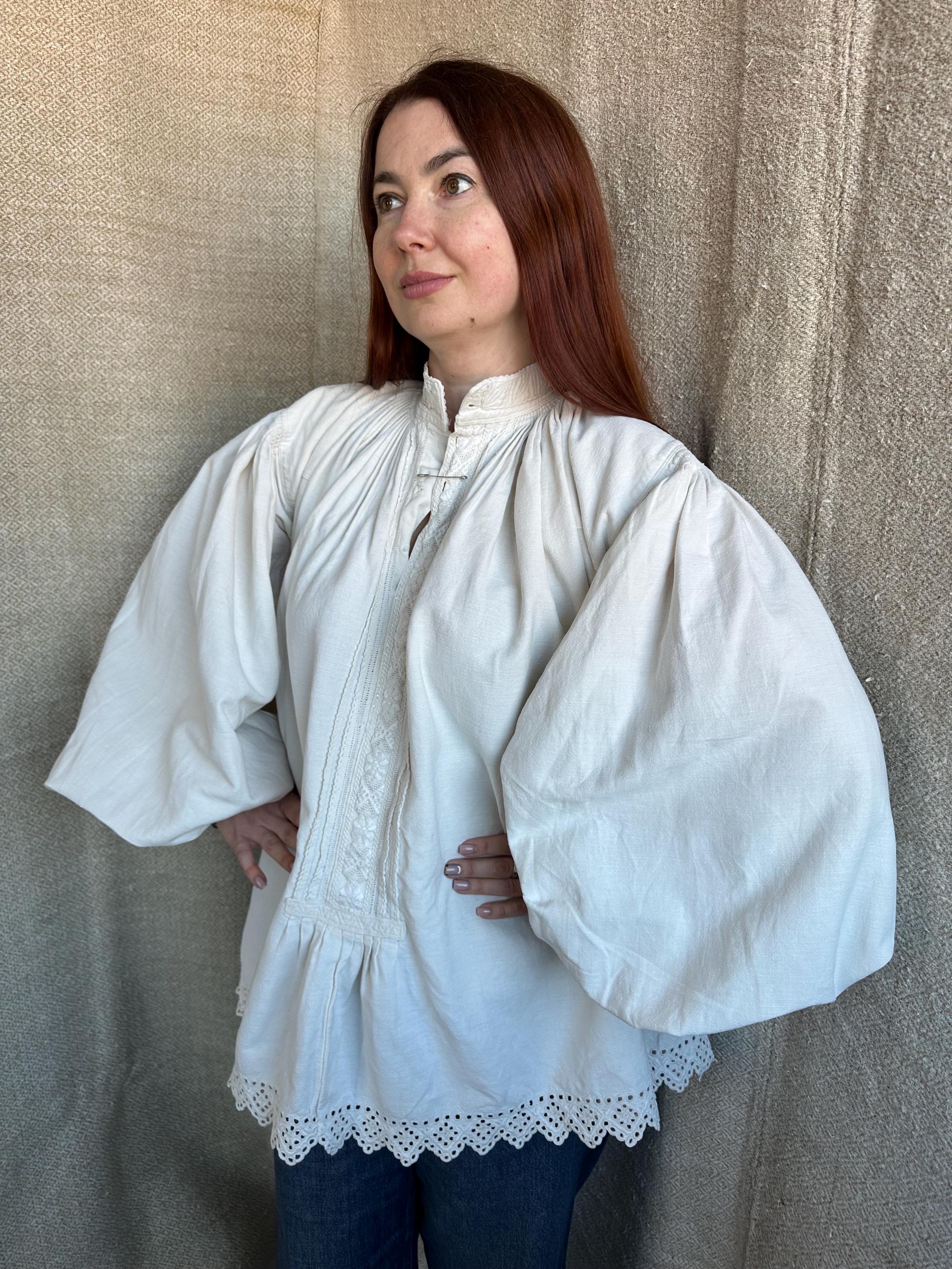 刺繍入りルーマニアヴィンテージブラウス アンティークスモック