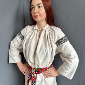 Embroidered Antique Ukrainian dress Vintage handmade sorochka Traditional shirt Vintage outfit Vinnitsia region  Handmade dress