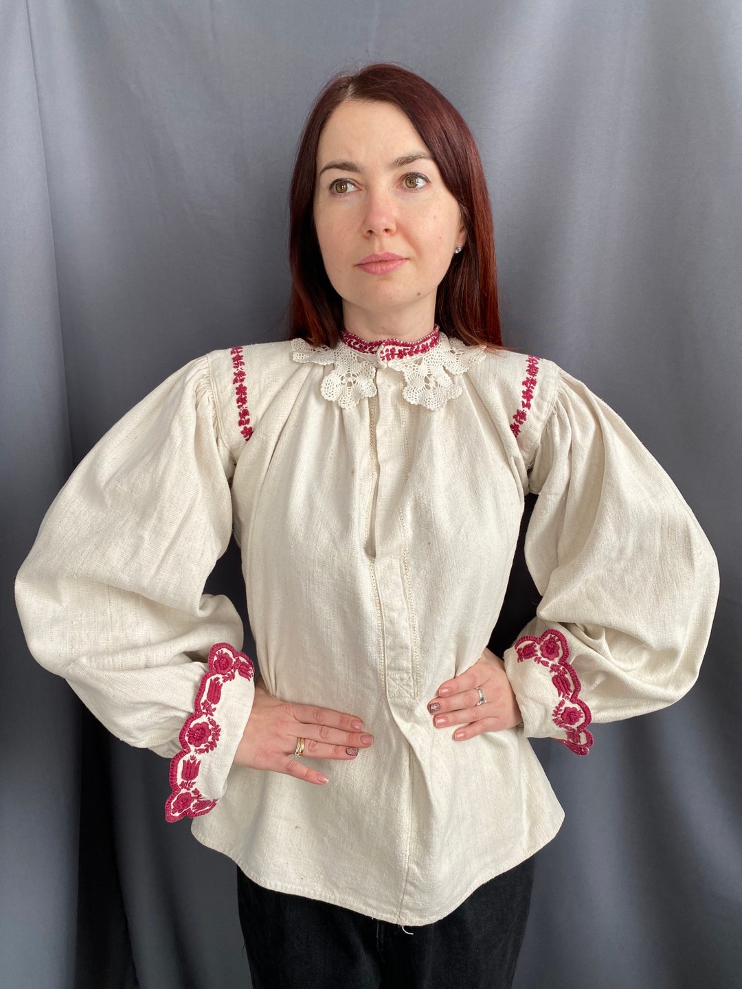 半額ストア Romanian Blouse Antique Blouse Romanian Embroidery トップス