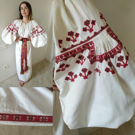 Big Big Sleeves! Linen dress! !Embroidered dress!