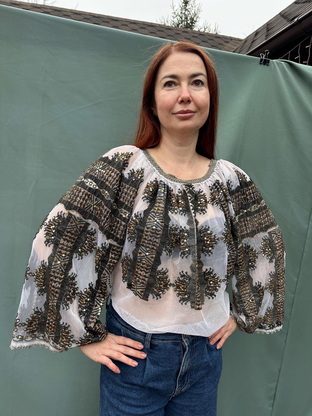 Vintage Romanian Blouse, Embroidered With Beads Folk, Hippie  display picture 1