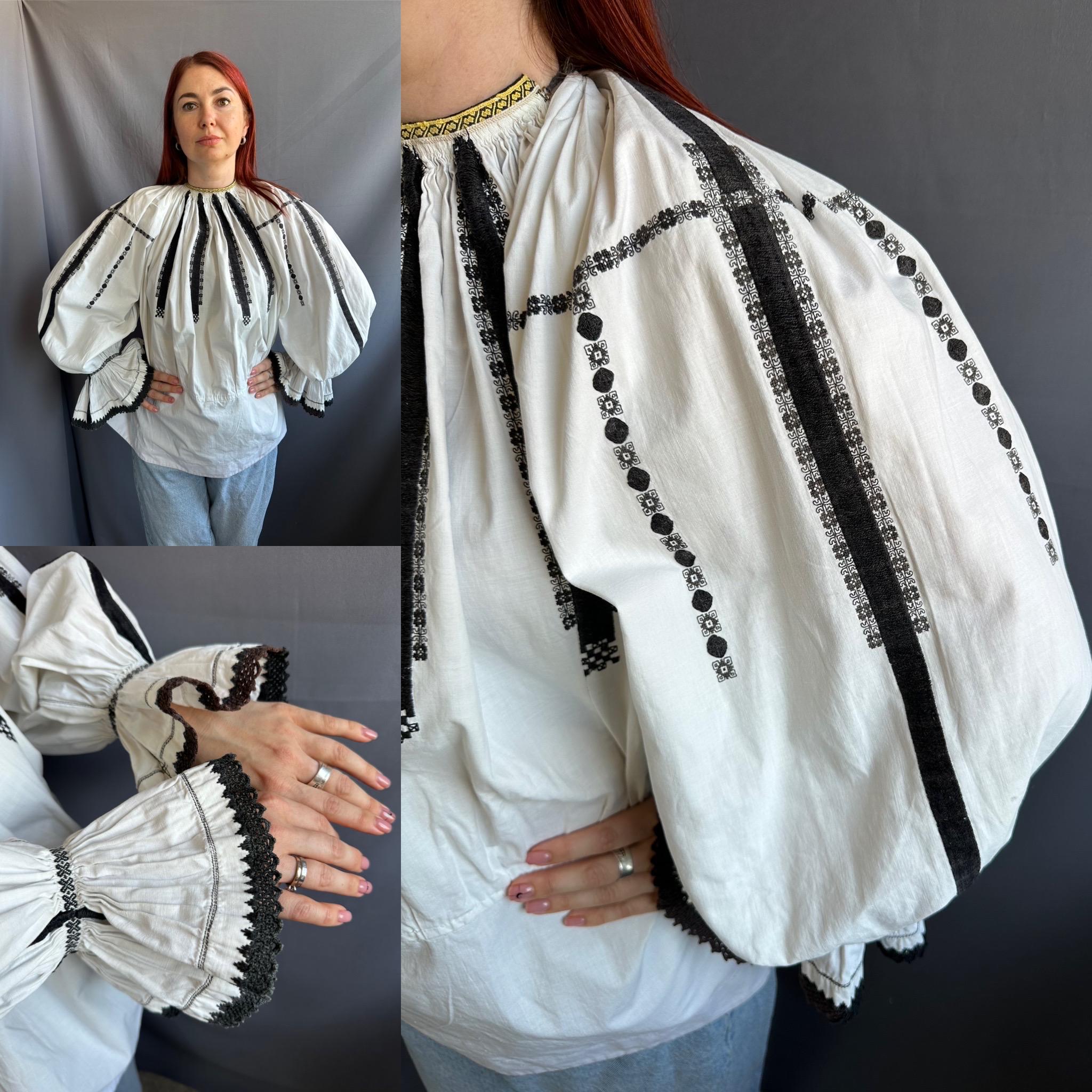 トップス 1940s Blue Embroidered Romanian Blouse S ?format=1500w