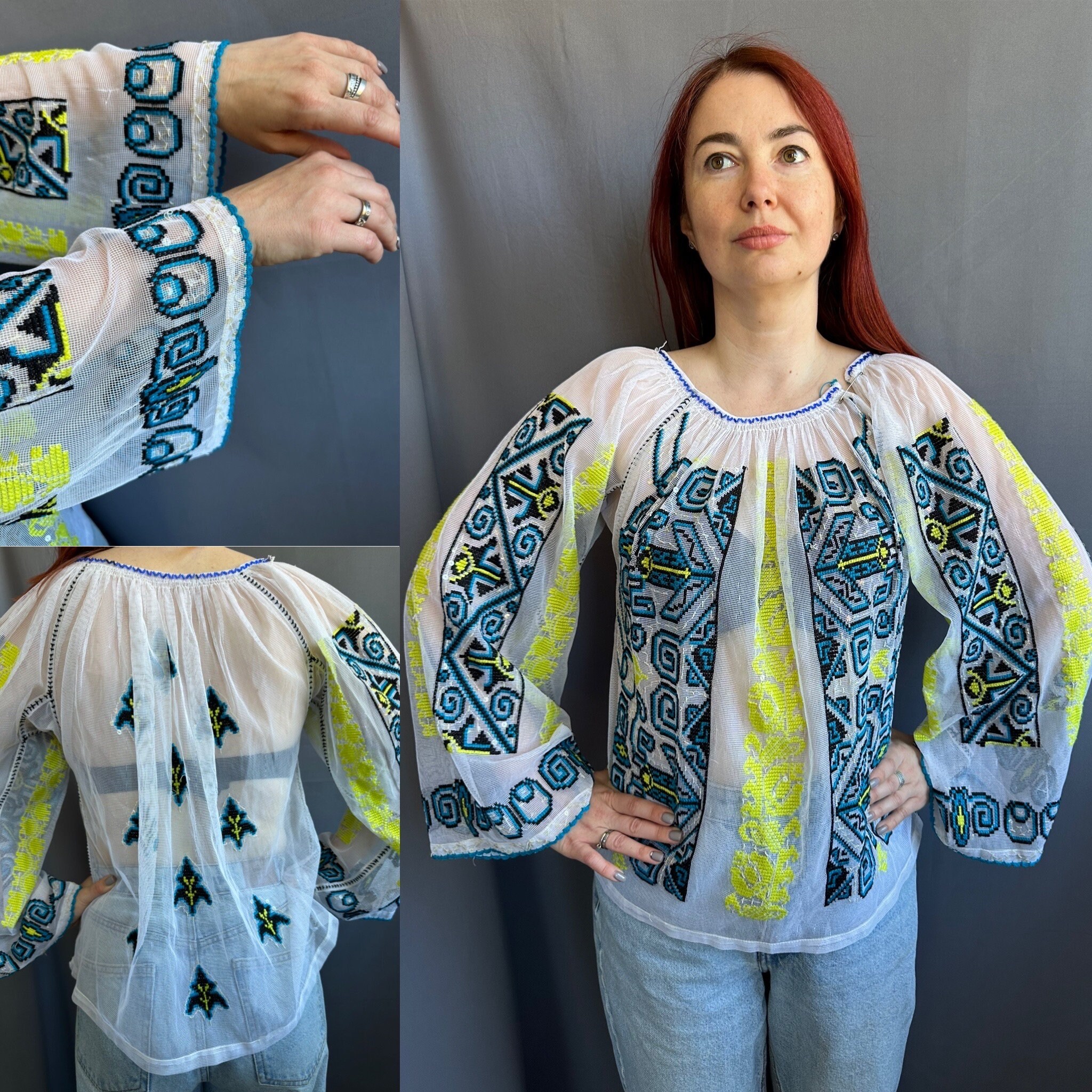 トップス antique Rumania blouse Romanian Blouse Embroidered Top Vintage Blouse Antique