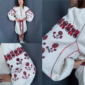 embroidered dress Ukrainian dress Folk embroidered VysyCompletely handmade Linen dress Vintage wholesalers Antique dress