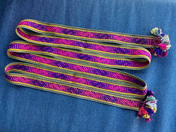 Vintage belt Completely Handmade Wool belt pom-po… - image 2