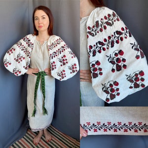 Embroidered Ukrainian dress Vyshyvanka Sorochka antique shirt Vintage dress Boho Folk embroidered Antique handmade dress wear traditional