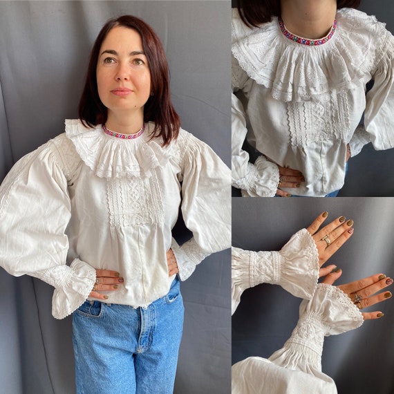 Embroidered blouse Romanian blouse Antique blouse… - image 1