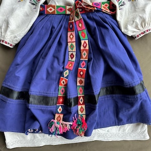 Antique Ukrainian Vintage skirt blue folk Vyshyvanka Ethnic skirt Antique Ukrainian clothes outfit Vintage gift for her