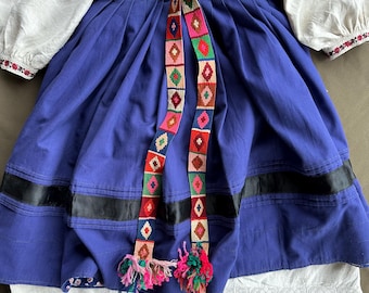 Antique Ukrainian Vintage skirt blue folk Vyshyvanka Ethnic skirt Antique Ukrainian clothes outfit Vintage gift for her
