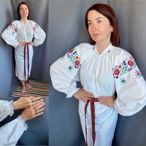 Gesticktes Kleid Vintage Kleid Leinenkleid Slawisches Kleid Antikes Kleid Vintage Kleidung Antikes Kittel Ukrainisches Kleid
