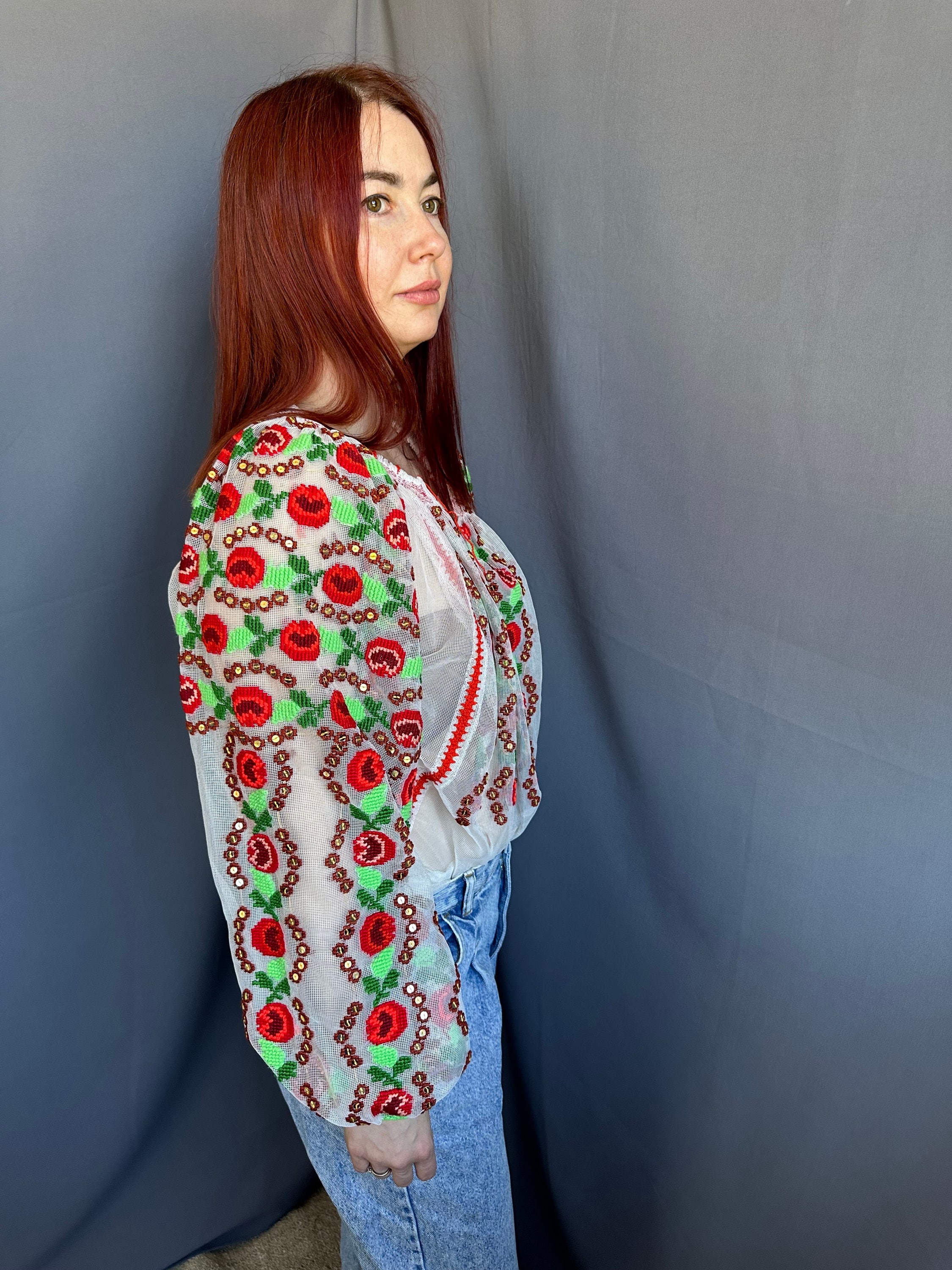 トップス antique Rumania blouse Romanian Blouse Embroidered Top Vintage Blouse Antique Blouse