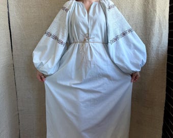 Lace embroidered vintage dress Antique handmade traditional Ukrainian clothing