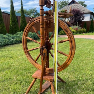 Antique Working manual spinning wheel Vintage spinning tool Early 20th Century Handcrafted Distaff Functional  Decorative gift