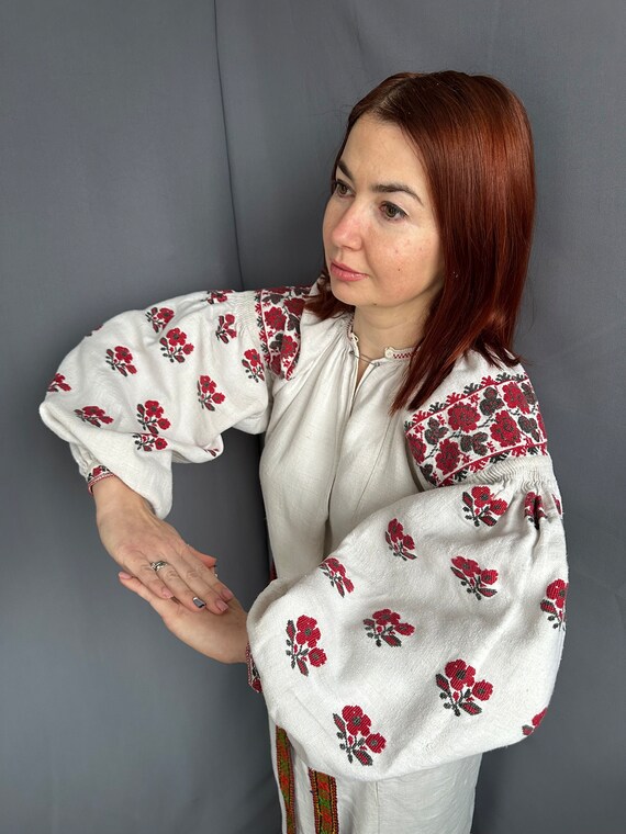 Embroidered dress Linen dress Vintage outfit ! Uk… - image 5