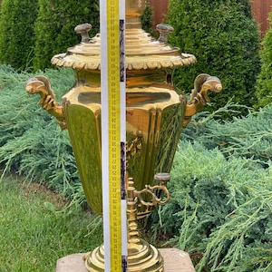 Antique Brass Samovar Tea Kettle | Batashov Wood Burning Samovar Rumka Shape | Working Vintage Russian Teapot Gift for Collector Christmas