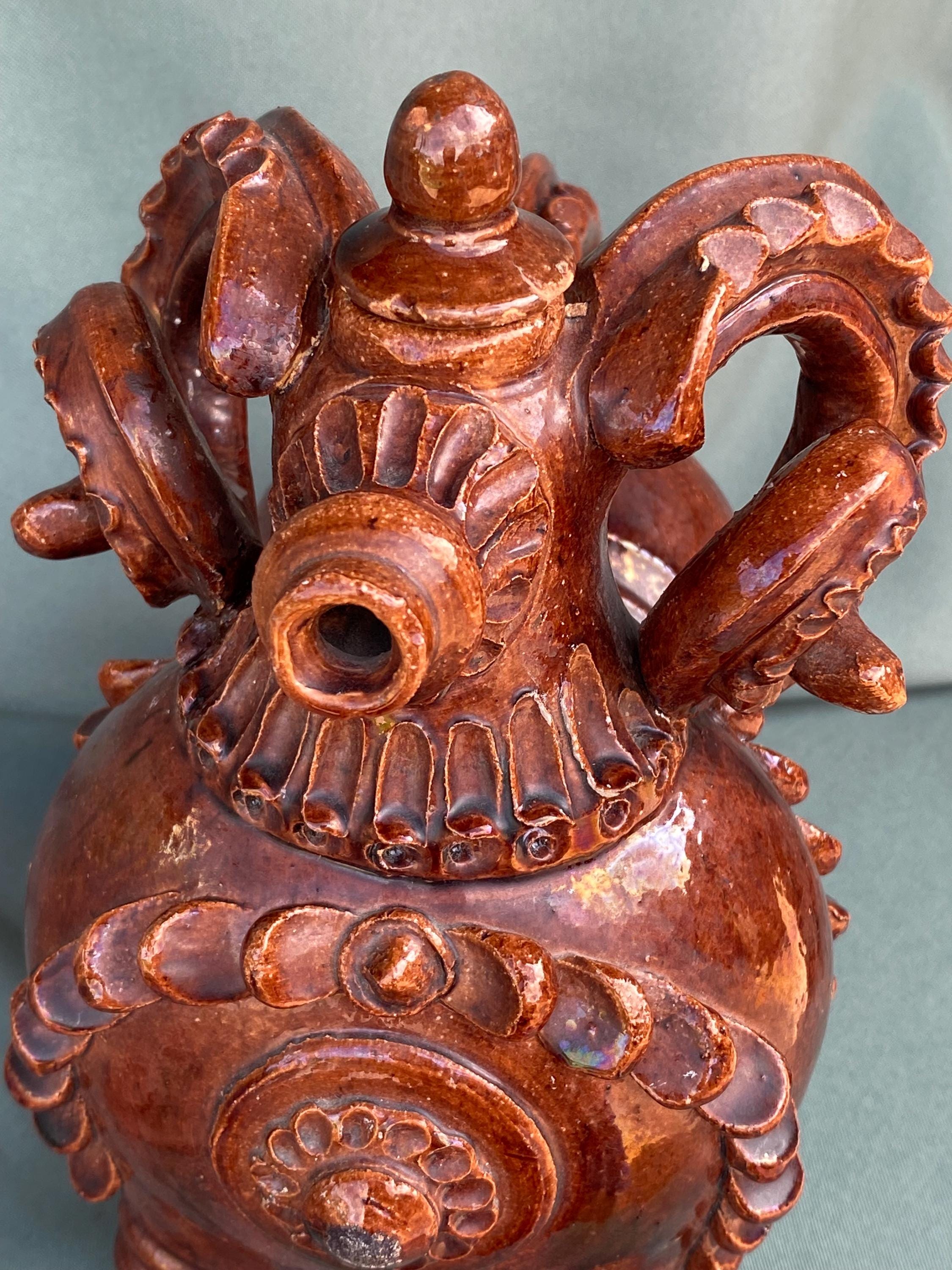 オピシュニア陶器の置物（蓋付き） • ウクライナの粘土彫刻 • 1960年代