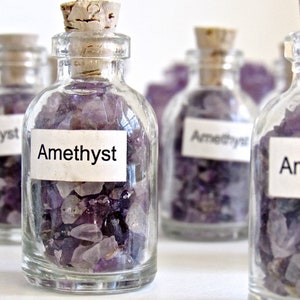 Gemstone Chip Bottle, Amethyst Chips, Mini Gemstone Bottles Chip, Chakra Balancing Crystal Bottles, Healing Crystals, Amethyst Decor