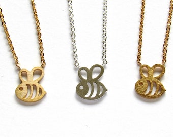 Tiny Bee Necklace, Sterling Silver Bee Necklace, Dainty Bee Necklace, Bumble Bee Necklace, Gold Bee Necklace, Layering Necklace,