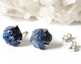 Lapis Lazuli Earrings, Raw Lapis Lazul Earrings, Real Stone Earrings, Lapis Lazul Stud Earrings, Crystal Jewelry, Crystal Earrings