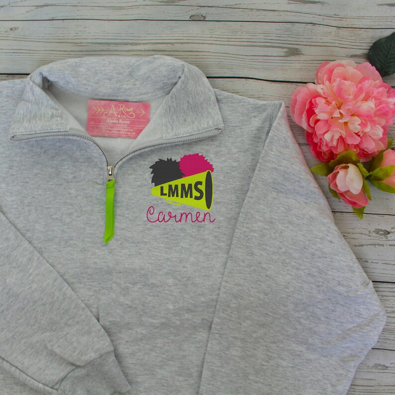Cheerleader Embroidered Quarter Zip Sweatshirt Custom Cheer Etsy