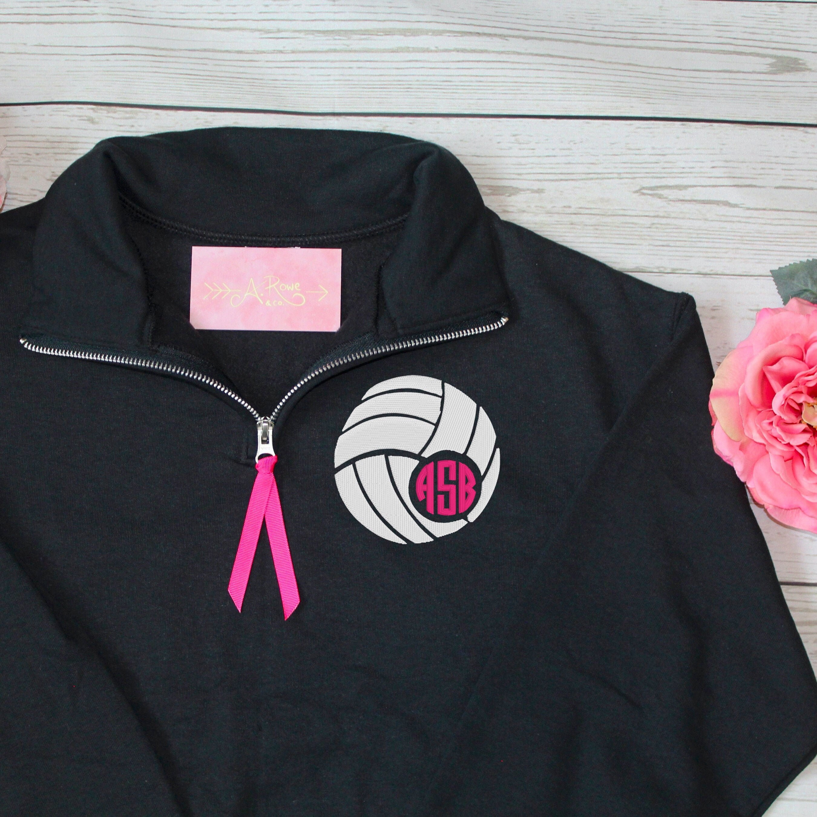 Volleyball Embroidered Quarter Zip Sweatshirt Custom Etsy