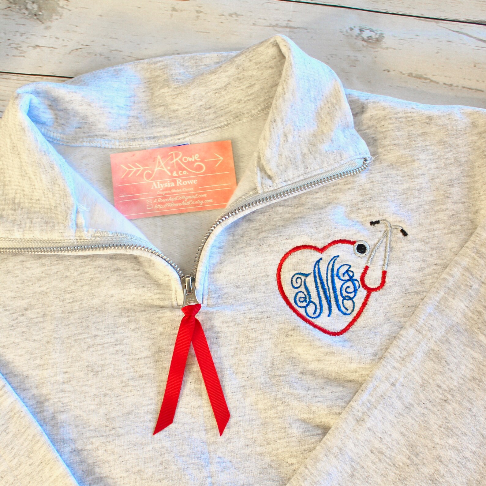 Stethoscope Heart Monogram Quarter Zip Sweatshirt Custom Etsy