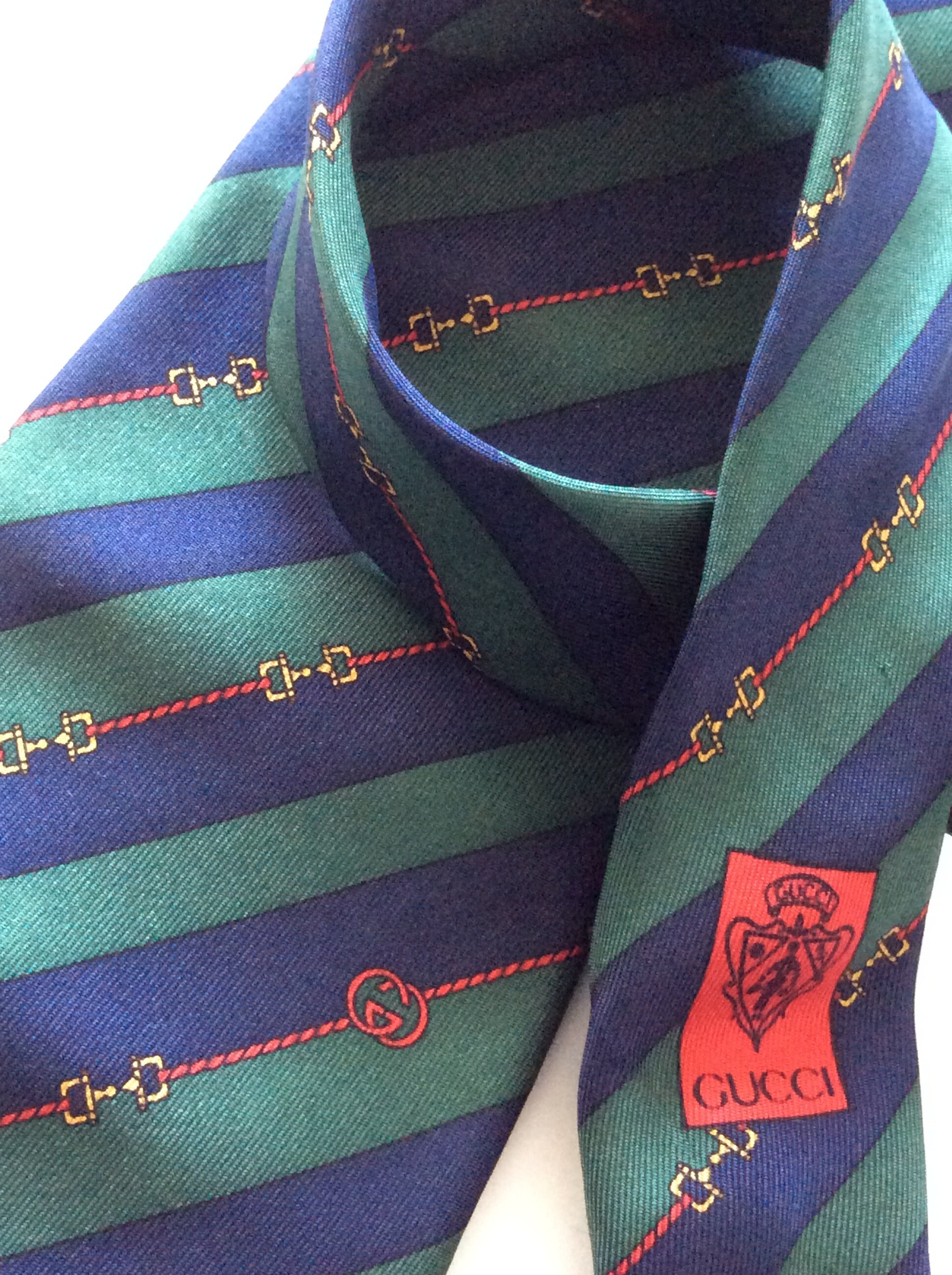 Gucci Grey Cool Blue GG Monogram Pattern Silk Print Men's Business Tie/Bowtie