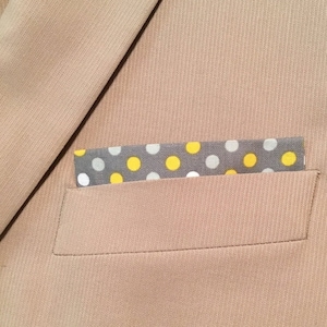 Pre-Folded Pocket square--Gray and Yellow Dots Dots--Squares2go