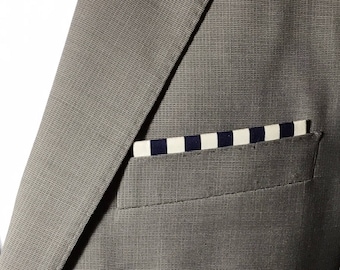 Pre-Folded Pocket square-- Blue and White Stripes--Squares2go