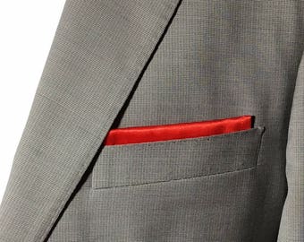 Pre-Folded Pocket square-- Bright Red..Solid--Squares2go