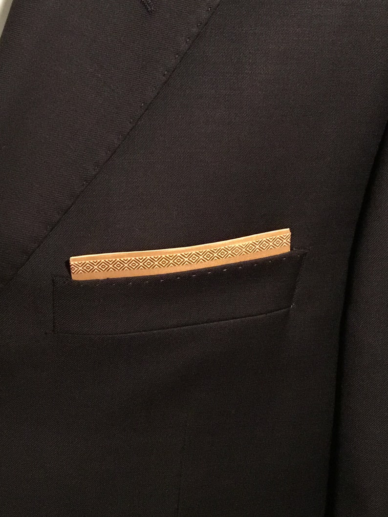 Pre-Folded Pocket square--Gold with darker Gold Band--Squares2go