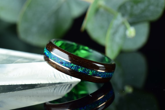 6 5 Mm Fumed Eucalyptus Bentwood With Dark Green Opal and Rose