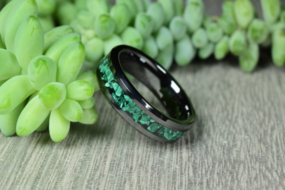 Engagement Ring Promise Ring Black Ceramic Ring With Crushed