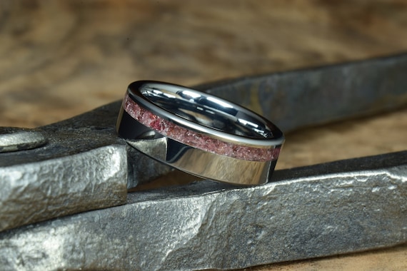 Mens wedding hotsell band with garnet